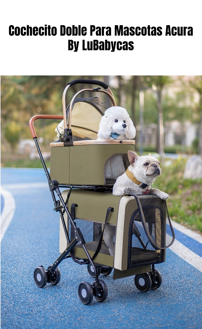 Cochecito Doble Para Mascotas Acura Verde By LuBabycas