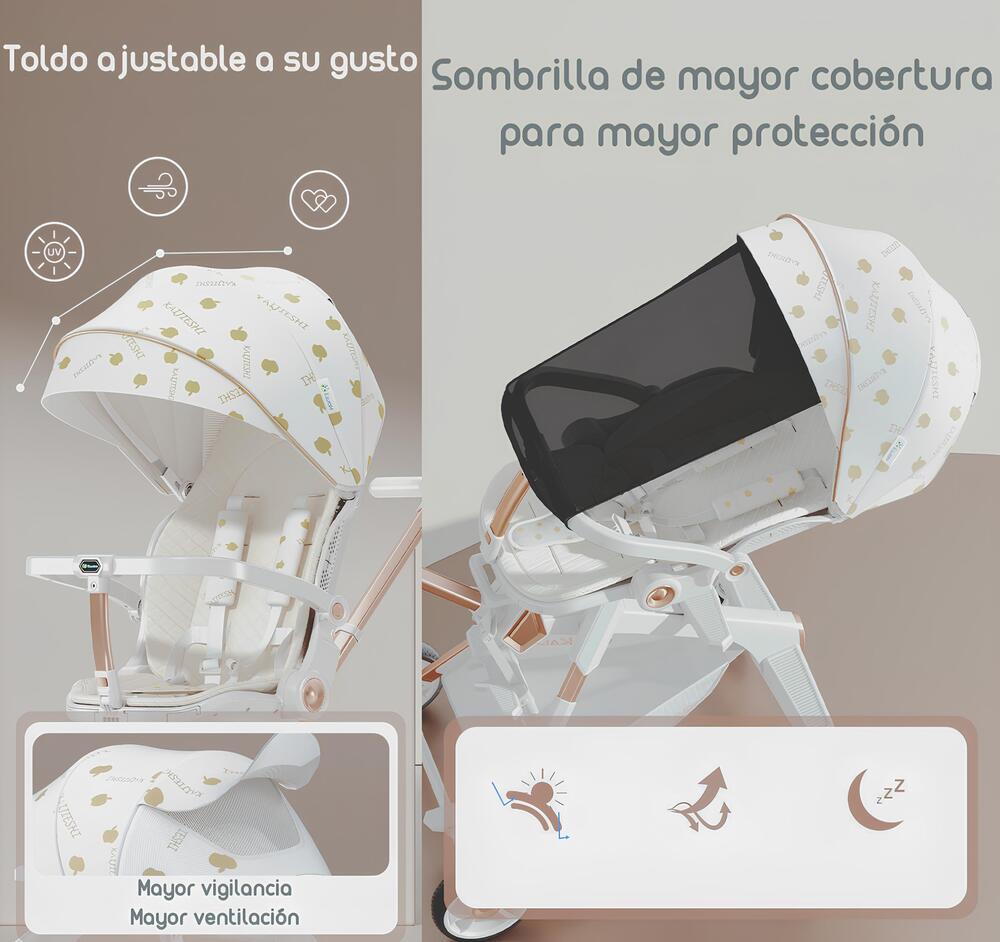 Coche De Paseo 360° Con Mesita Lubabycas Blanco