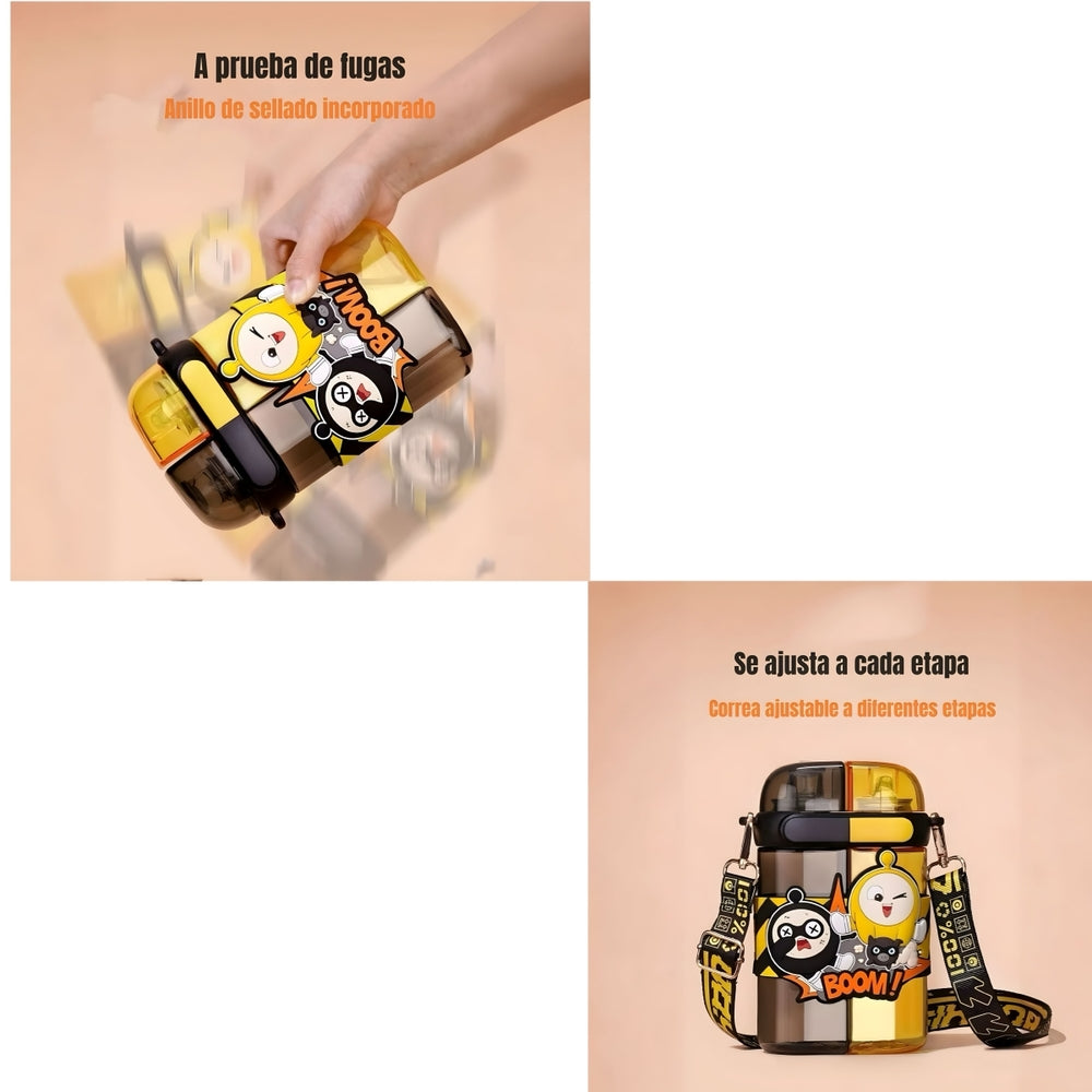 Botella de Agua Doble Niños Infantil 640ML Rosada LuBabycas