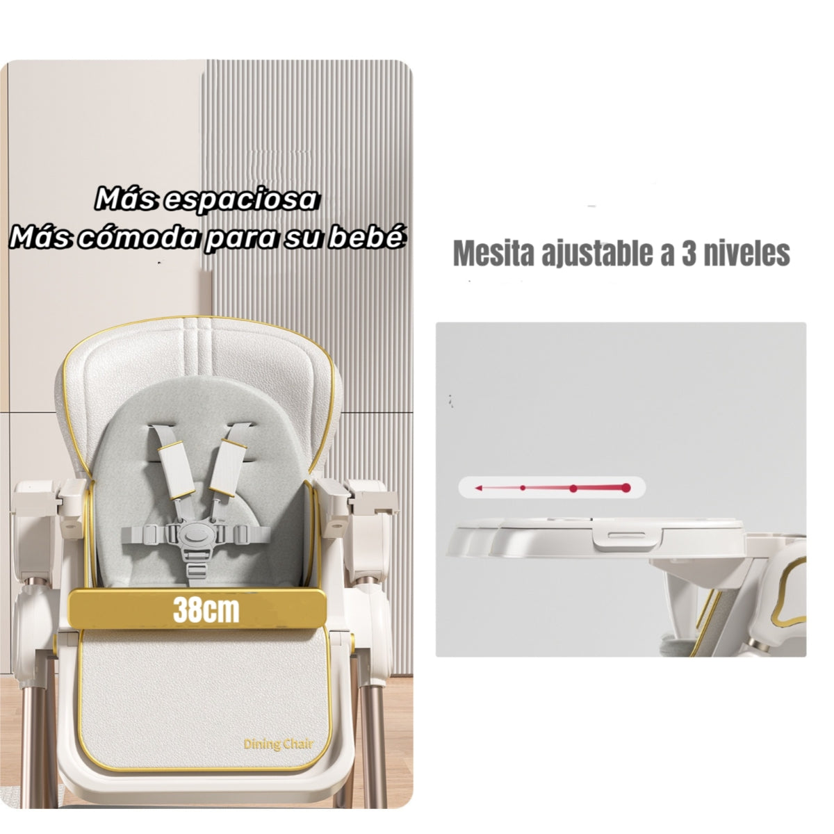 Silla De Comer Columpio 2 En 1 Con Protector Crema LuBabycas