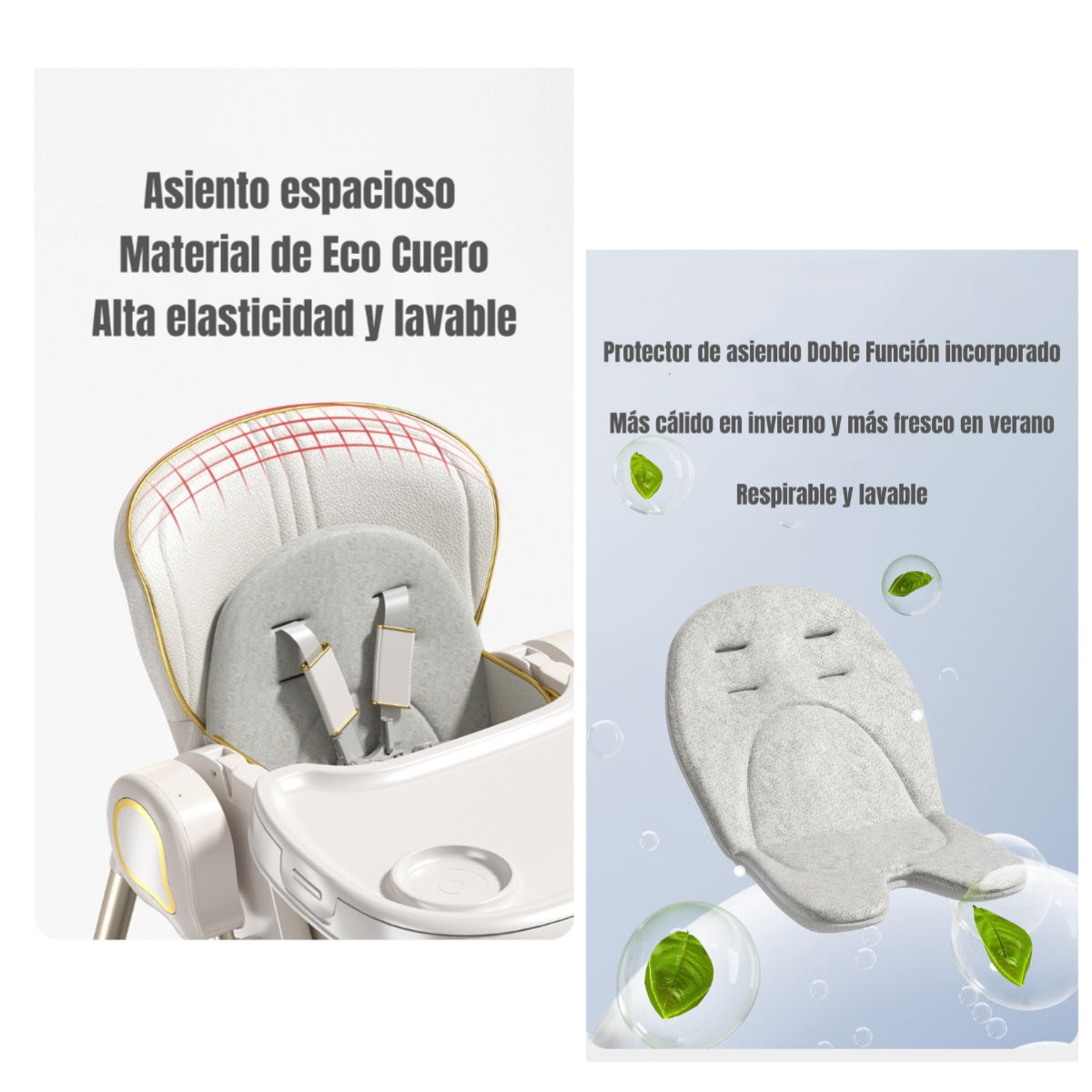 Silla De Comer Columpio 2 En 1 Con Protector Crema LuBabycas