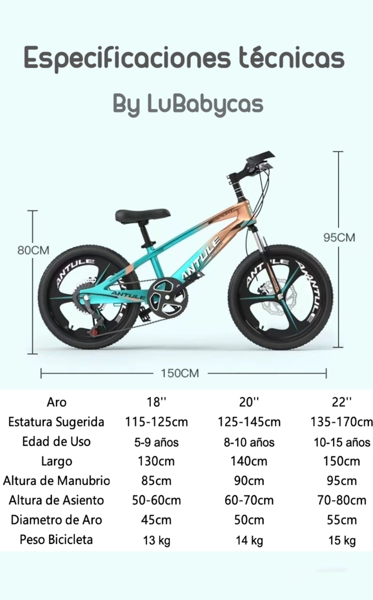 Bicicleta Infantil Antule Aro 18/20/22 LuBabycas