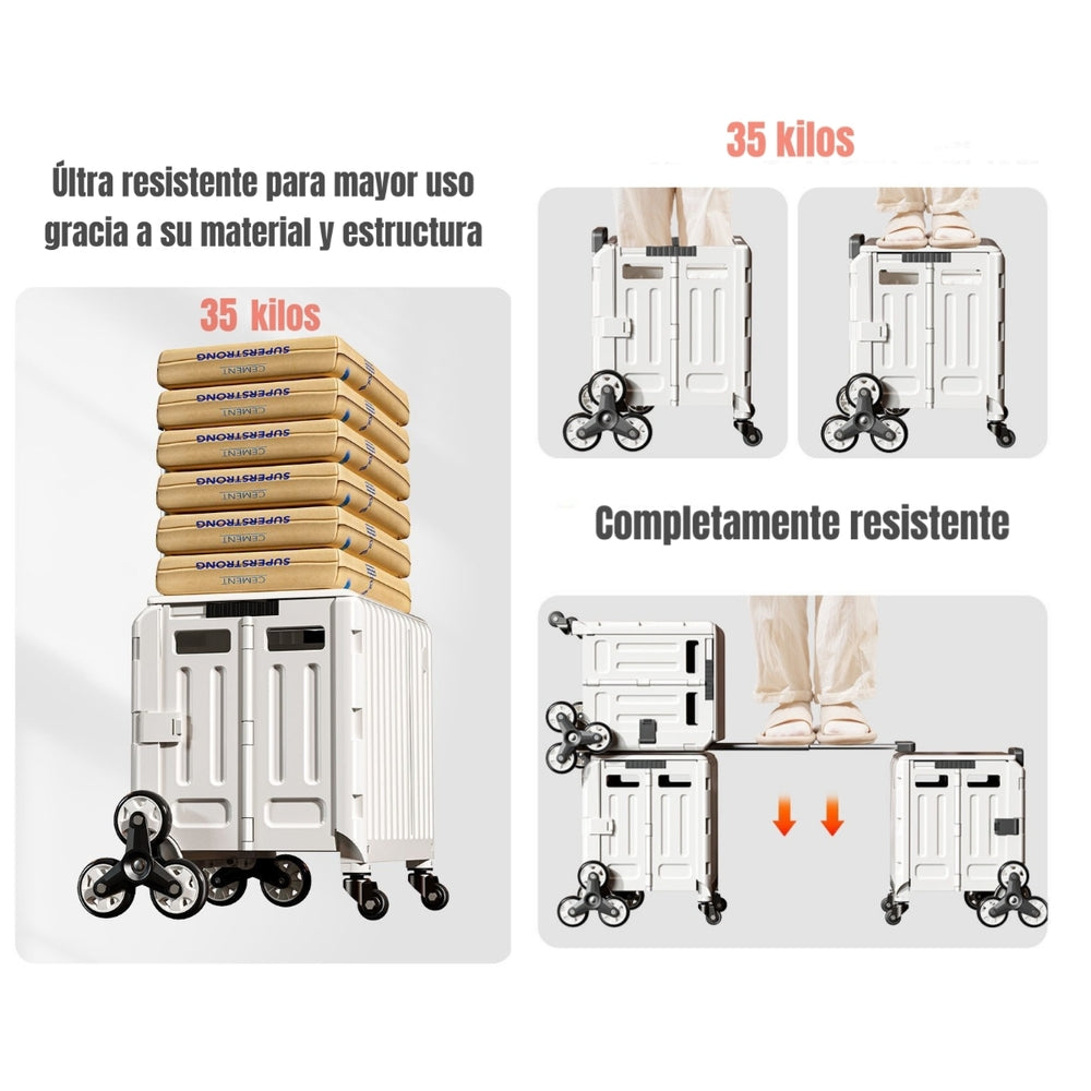 Carrito de Compras Plegable Con Ruedas Trepadoras Blanco
