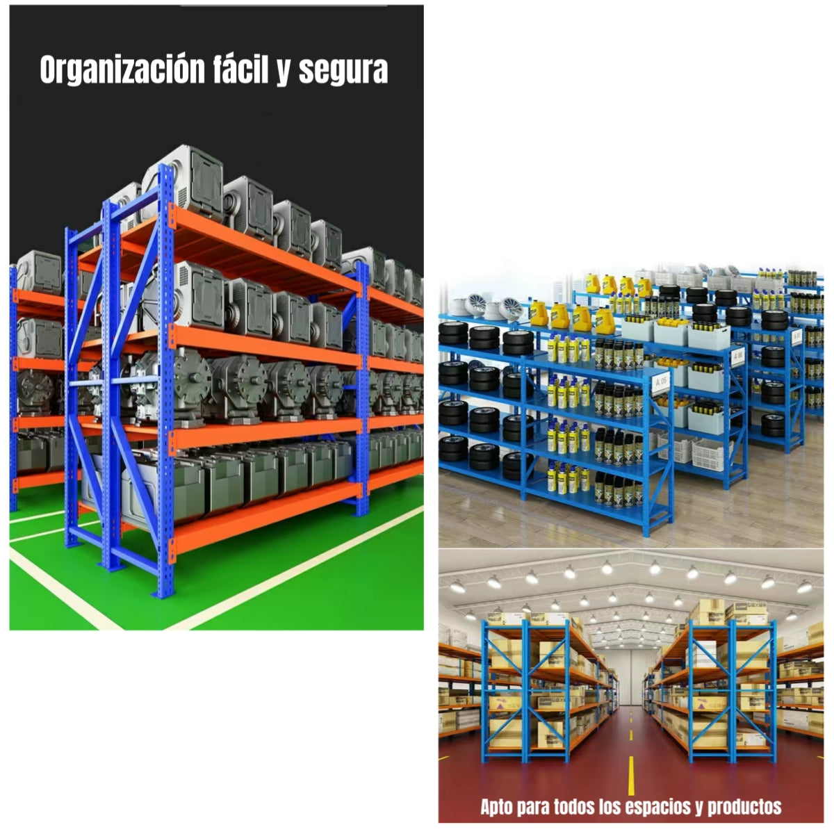 Estantes Metalicos 200*60*200cm Azul Naranjo 800 kilos