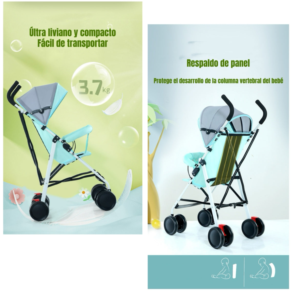 Coche Paragua Con Posa Vaso Swift Negro LuBabycas