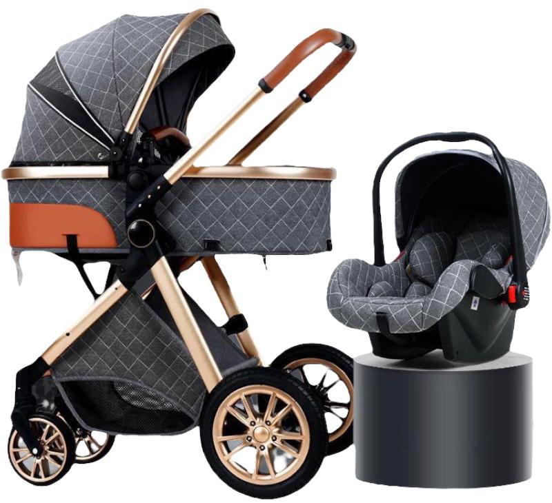 Coche Deluxe Con Silla Nido Y Accesorios Gris Lubabycas