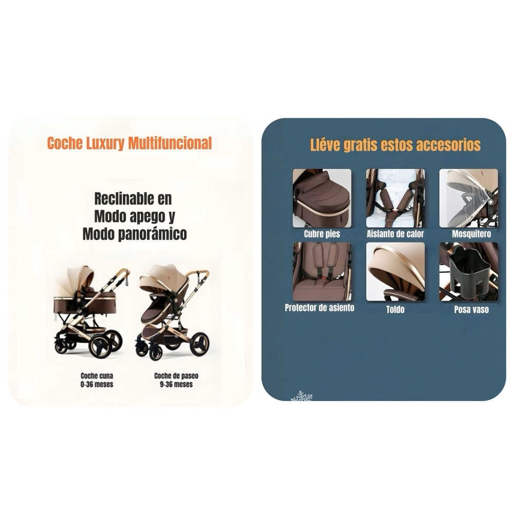Coche Cuna Multifuncional Con Accesorios Luxury LuBabycas