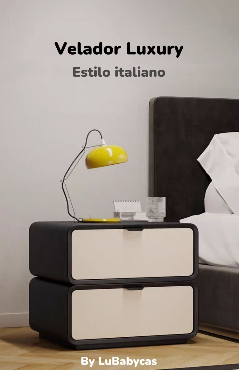 Velador De Madera 2 Cajones Listo Para Usar Crema