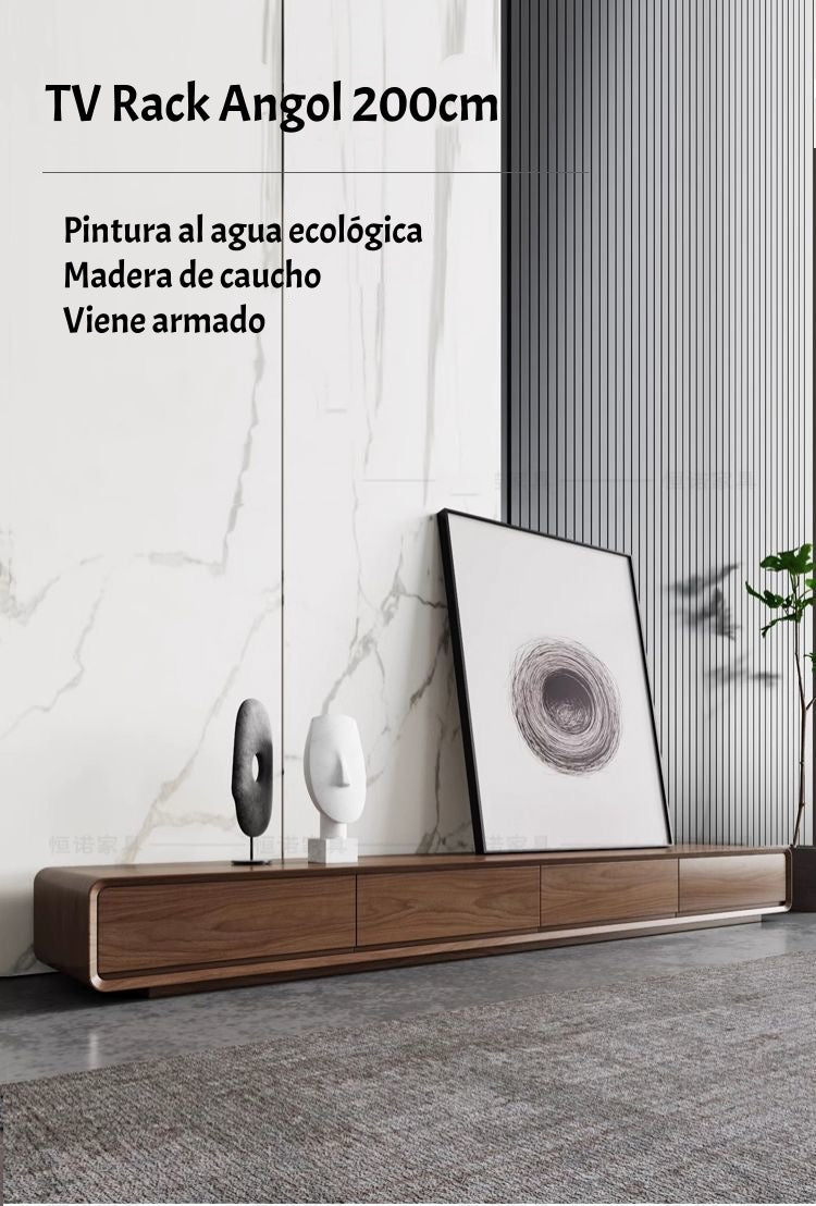 Mueble De TV Rack Madera Viene Armado 200cm Angol