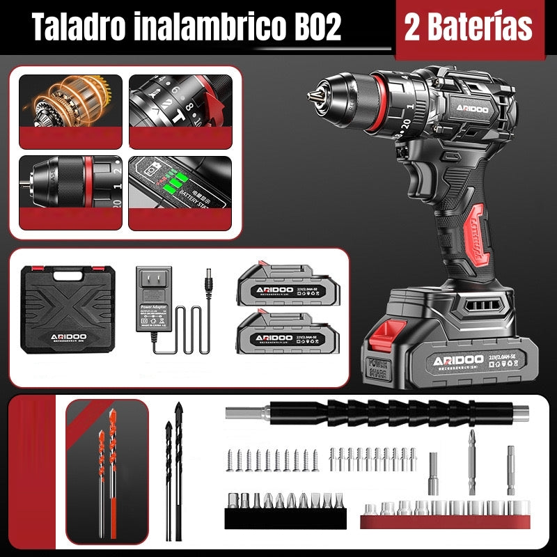 Kit Taladro Atornillador Inalámbrico 21V 2 Baterías B02