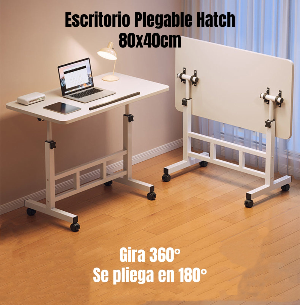 Escritorio Plegable Hatch 80x40cm Con Barrera Antideslizante