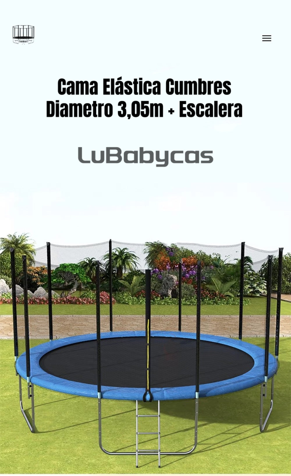 Cama Elástica Infantil 305cm Con Escalera Cumbres LuBabycas