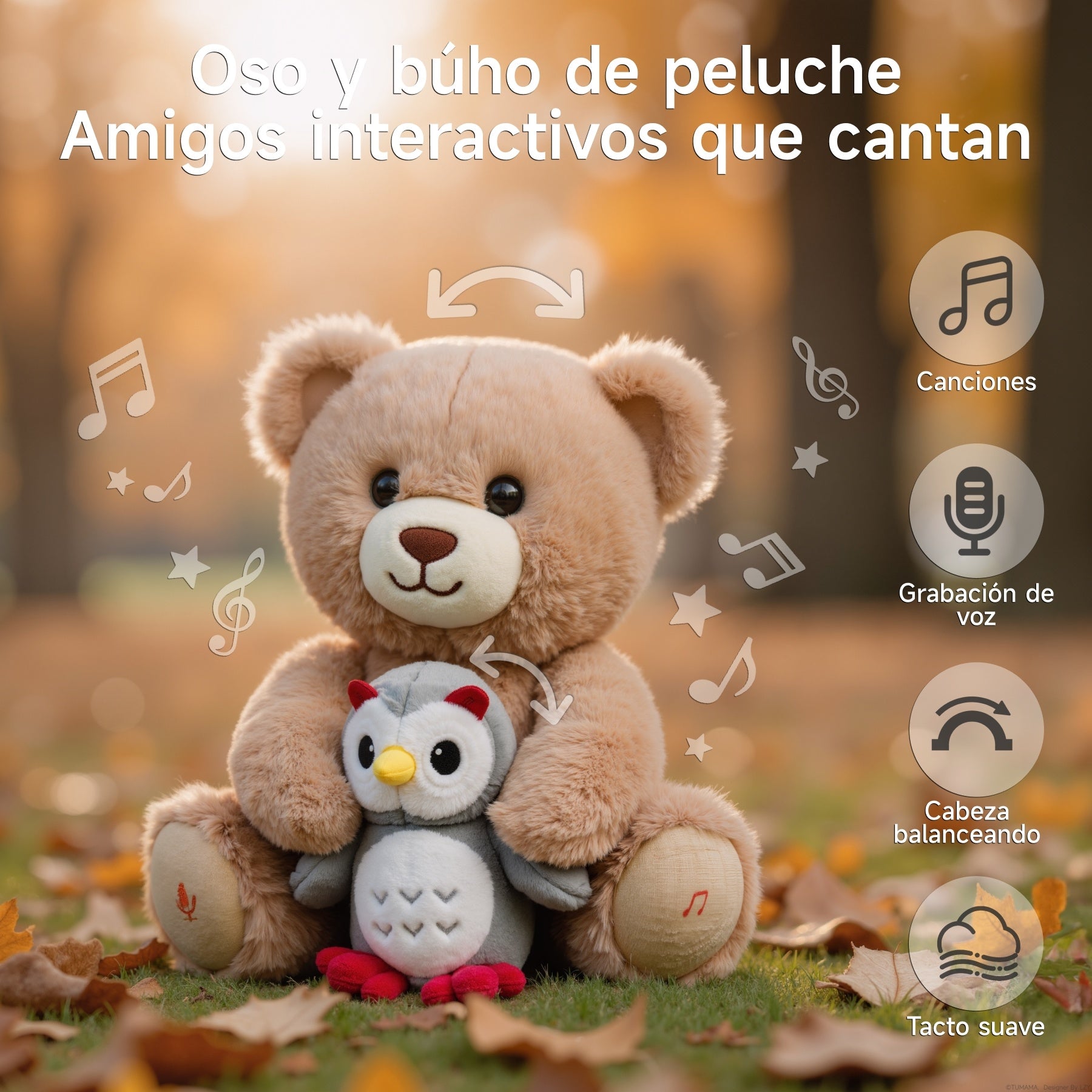 Peluche Interactivo Oso Musical Grabación JP008 LuBabycas