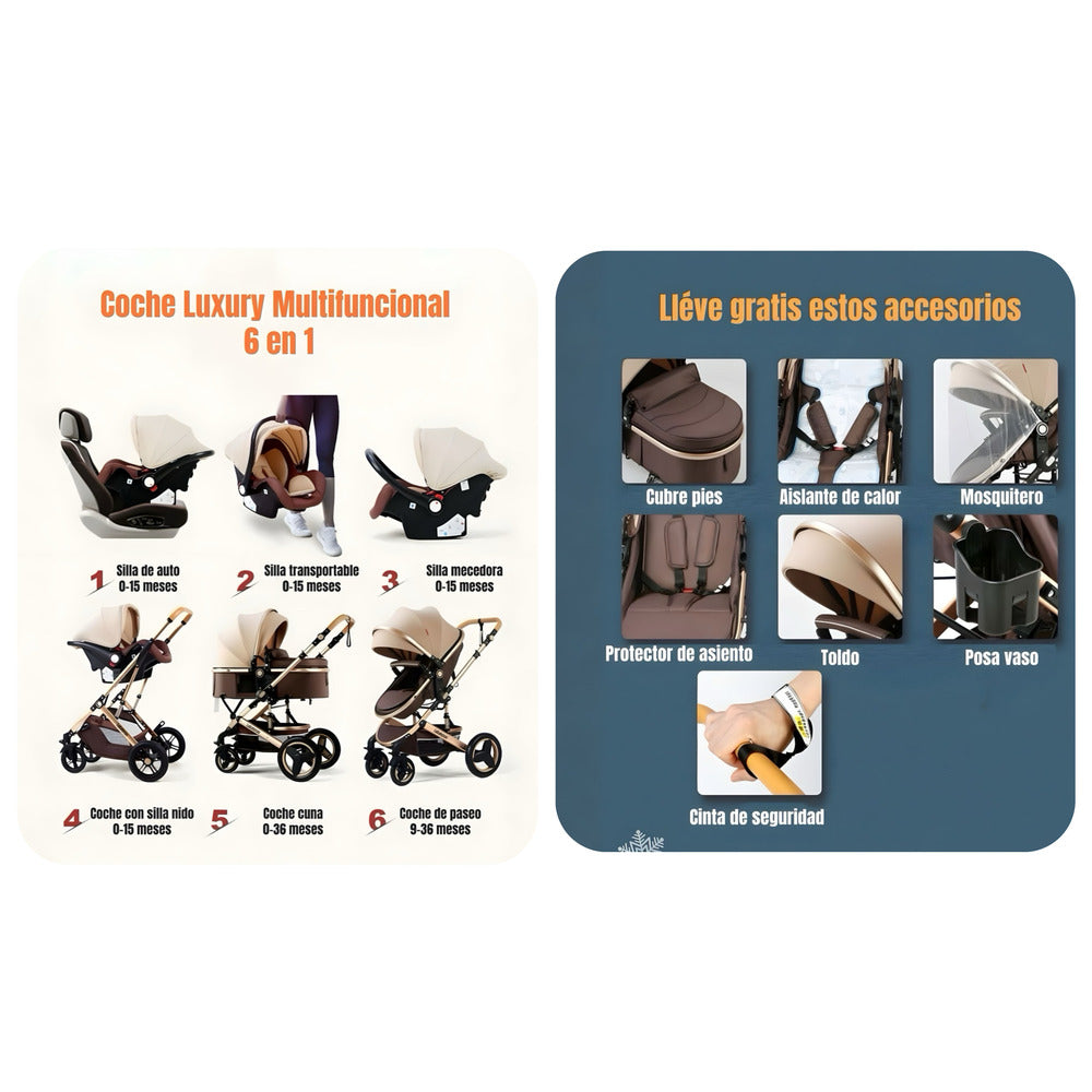 Coche Travel System Con Accesorios Luxury 530 LuBabycas