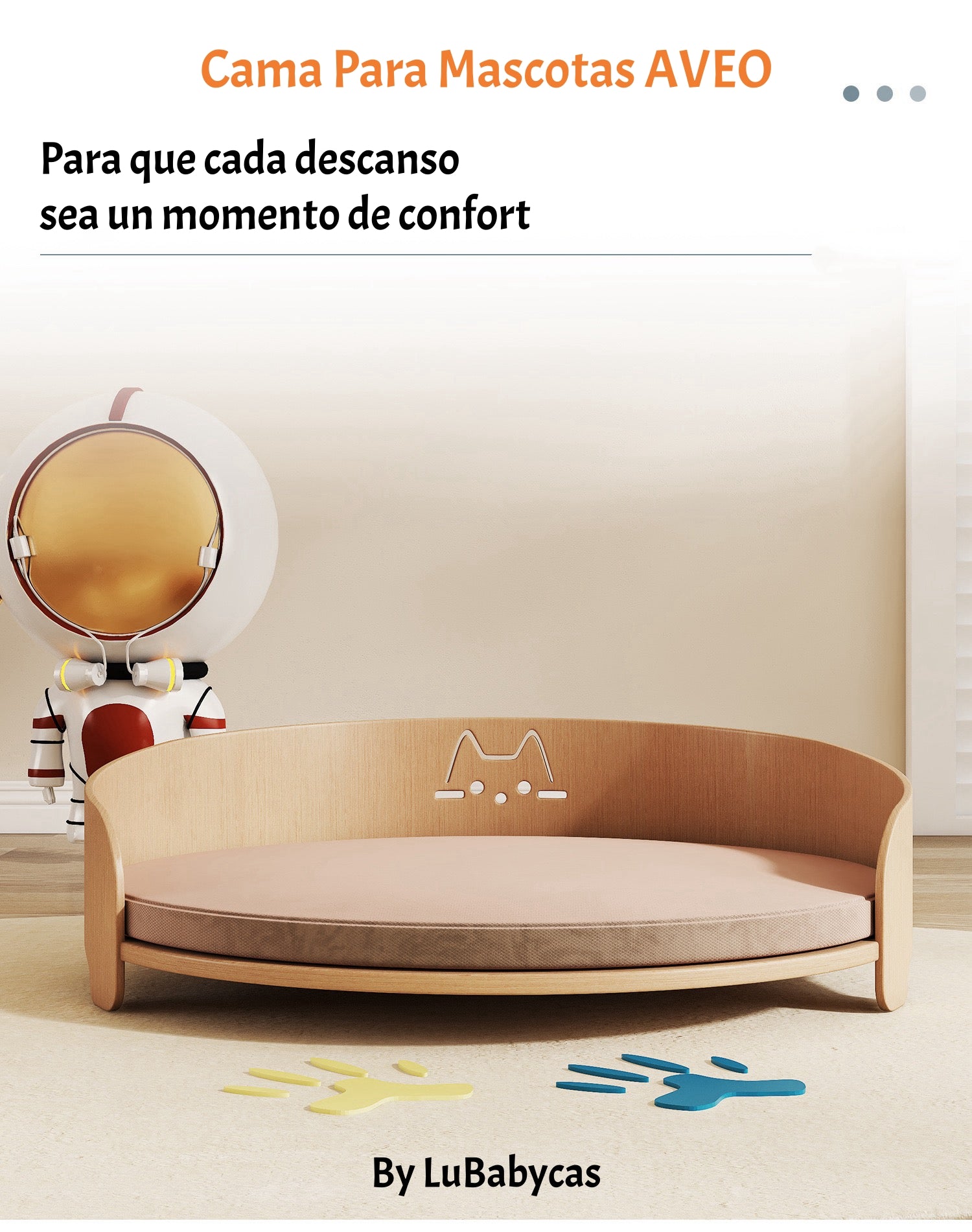 Cama Para Mascotas Madera Colchón 53x53cm Aveo By LuBabycas