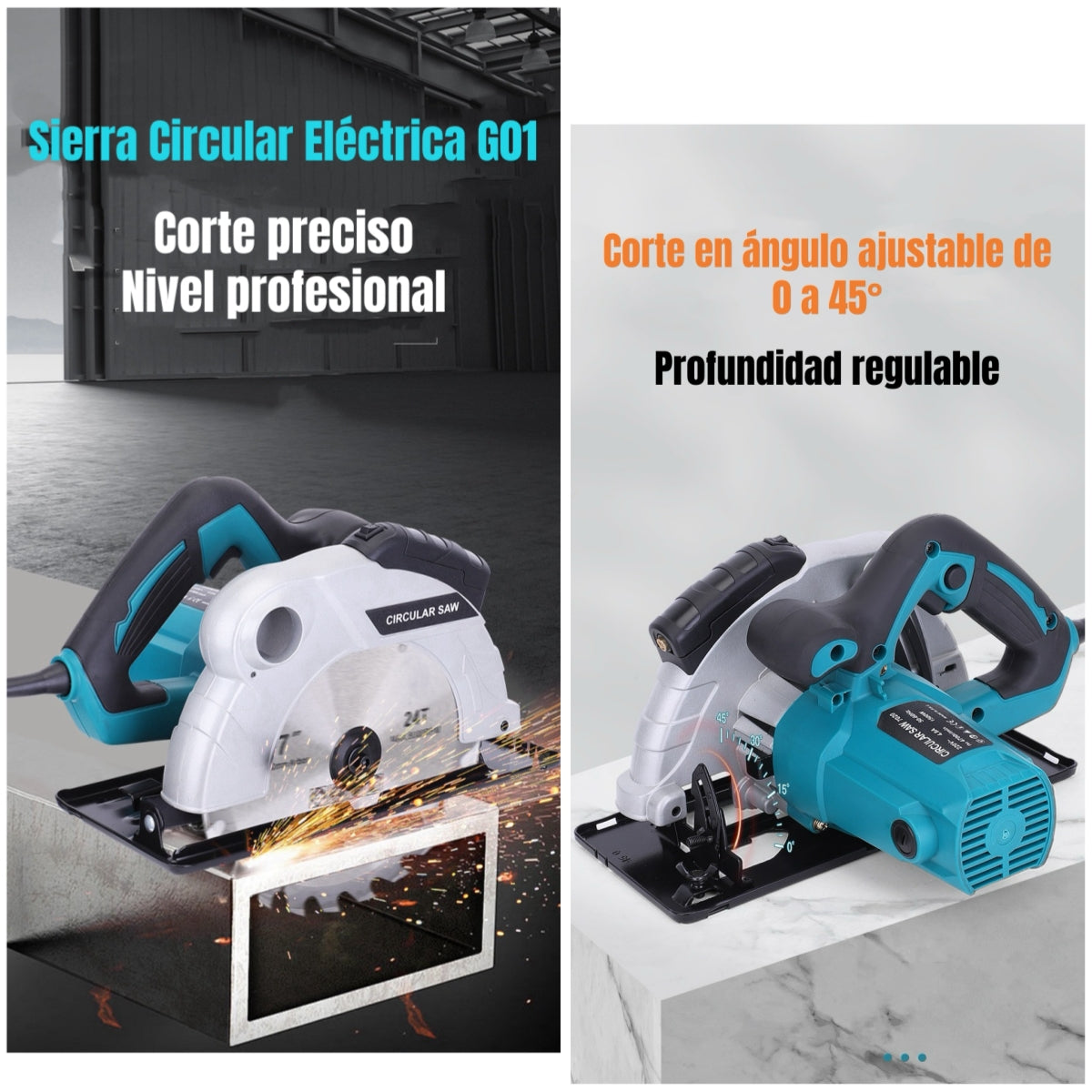 Sierra Circular Eléctrica Con Láser 7-1/4" 1800W G01
