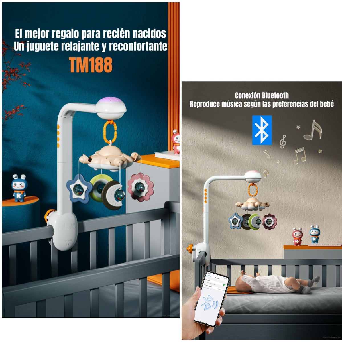 Móvil Proyector Luz Bluetooth Giratorio TM188 LuBabycas