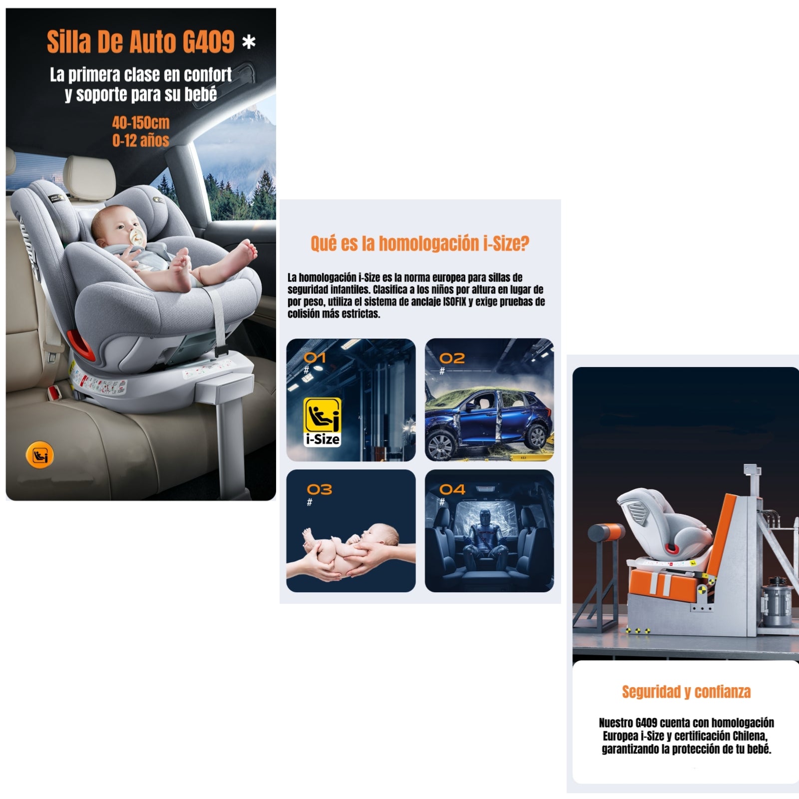 Silla De Auto 360° ISOFIX Con Pata De Soporte G409