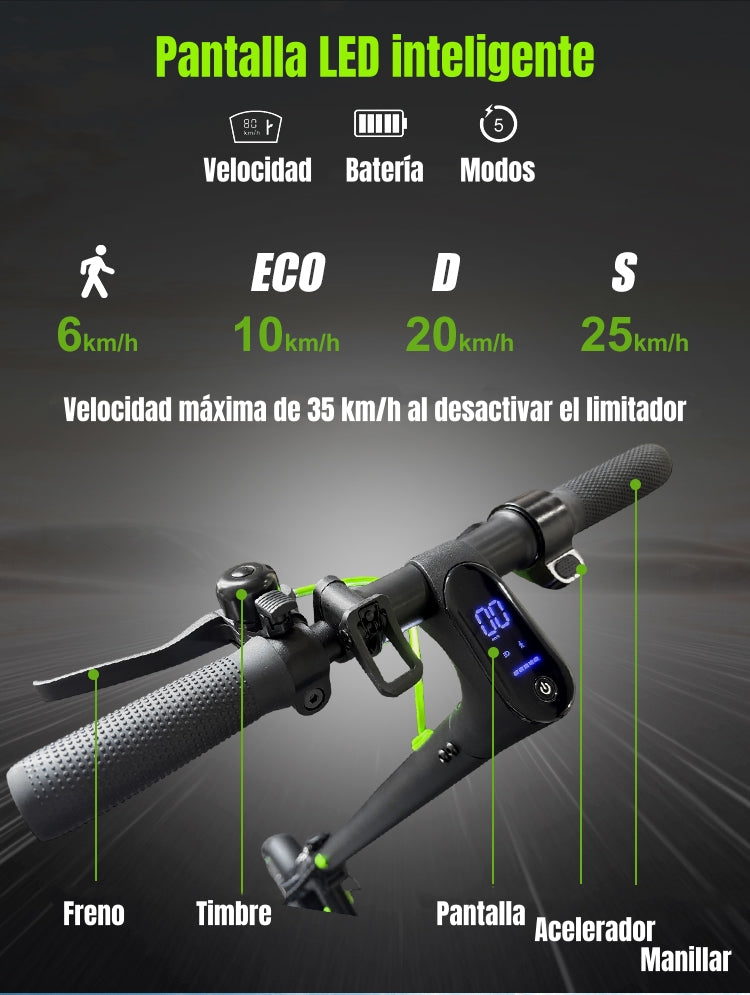 Scooter Eléctrico Aluminio Con APP 50KM 36V 500W E5Max
