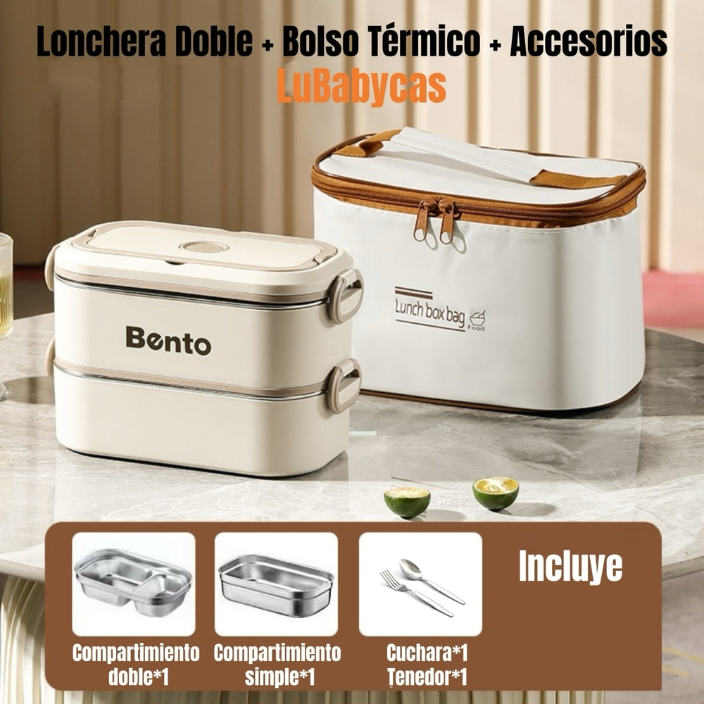 Lonchera Fiambrera Calentadora Más Bolso Térmico LuBabycas