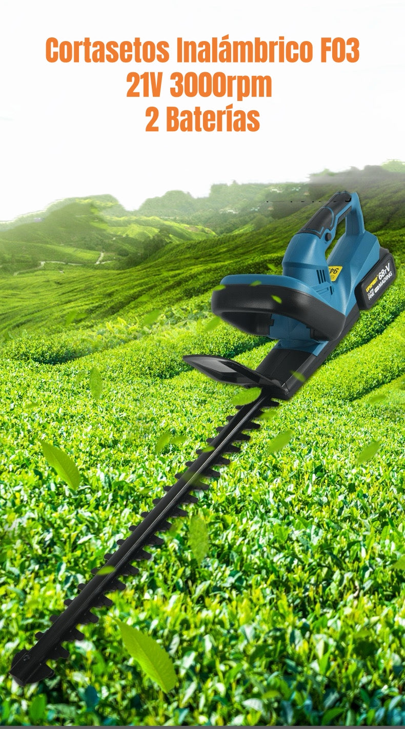 Cortasetos Eléctrico Inalámbrico 18" 800W Con 2 Baterías F03
