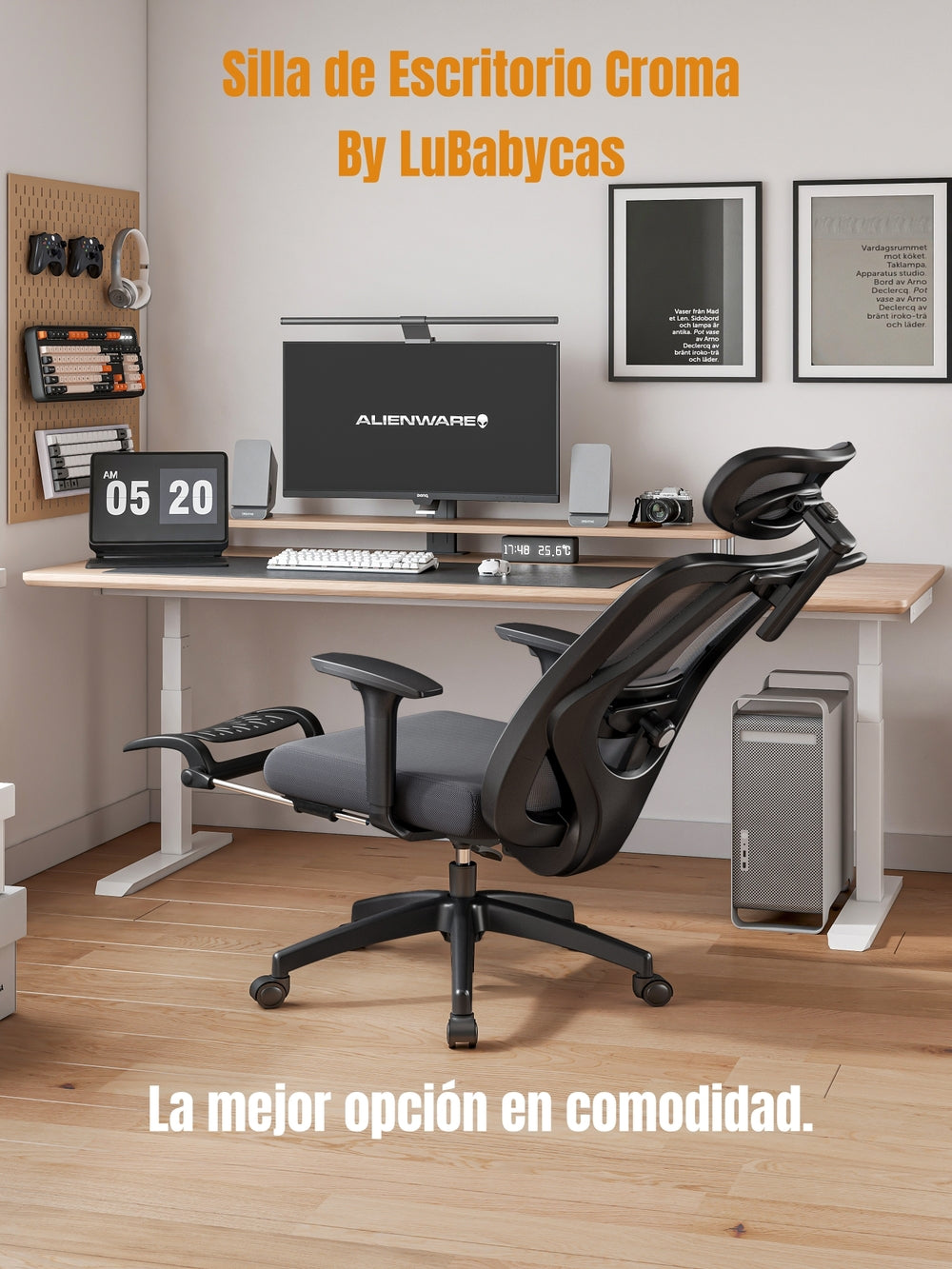 Silla de Escritorio Premium Con Apoya Pies W205 Negra LuBabycas