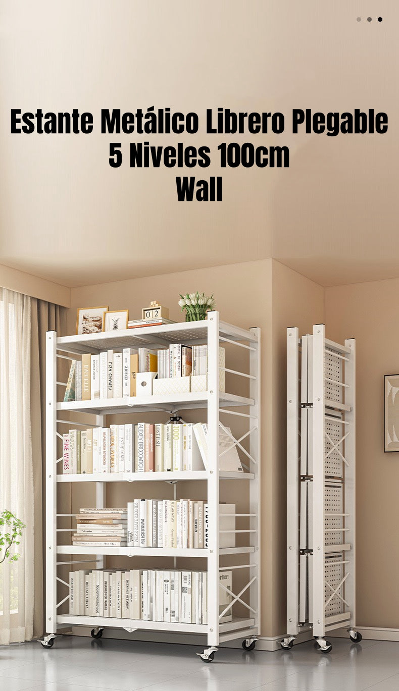 Estante Metálico Librero Plegable 5 Niveles 100cm Wall