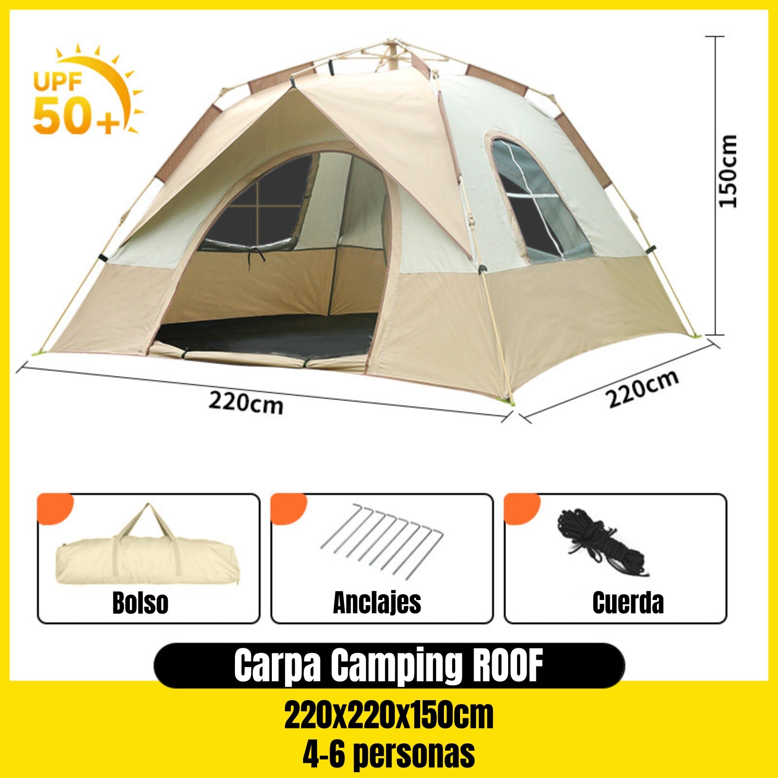 Carpa Camping Automática Con Accesorios Roof
