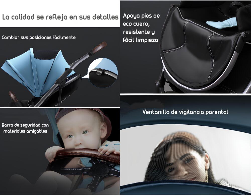 Coche De Paseo Modo Apego Y Panorámico Gris Lubabycas
