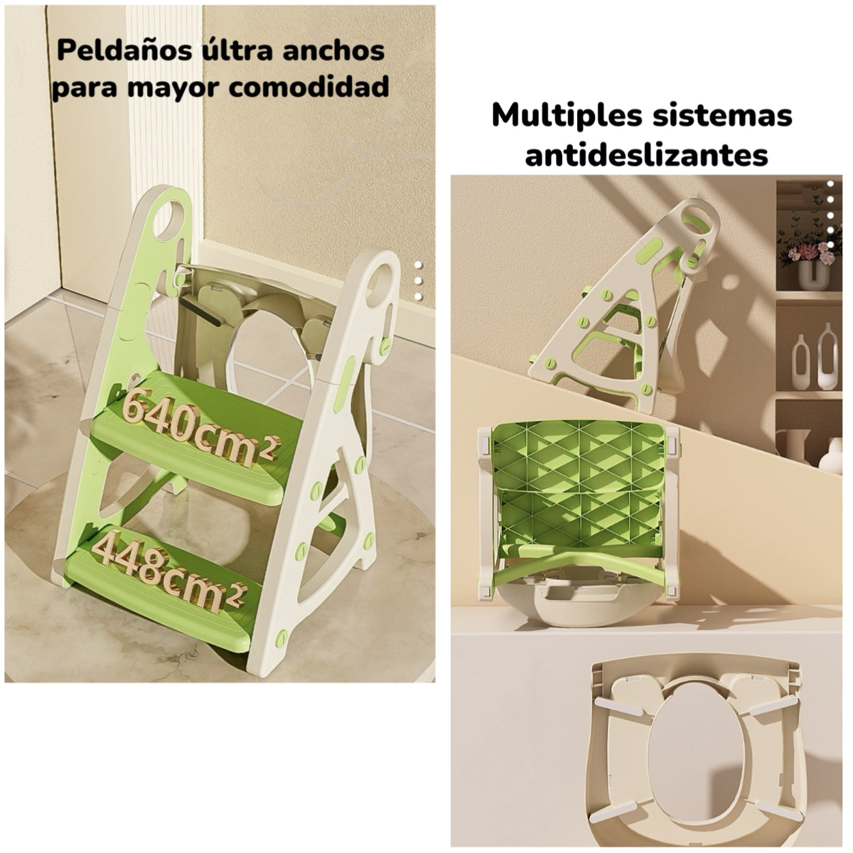 Asiento Adaptador Escalera Inodoro Para Niños Gris LuBabycas