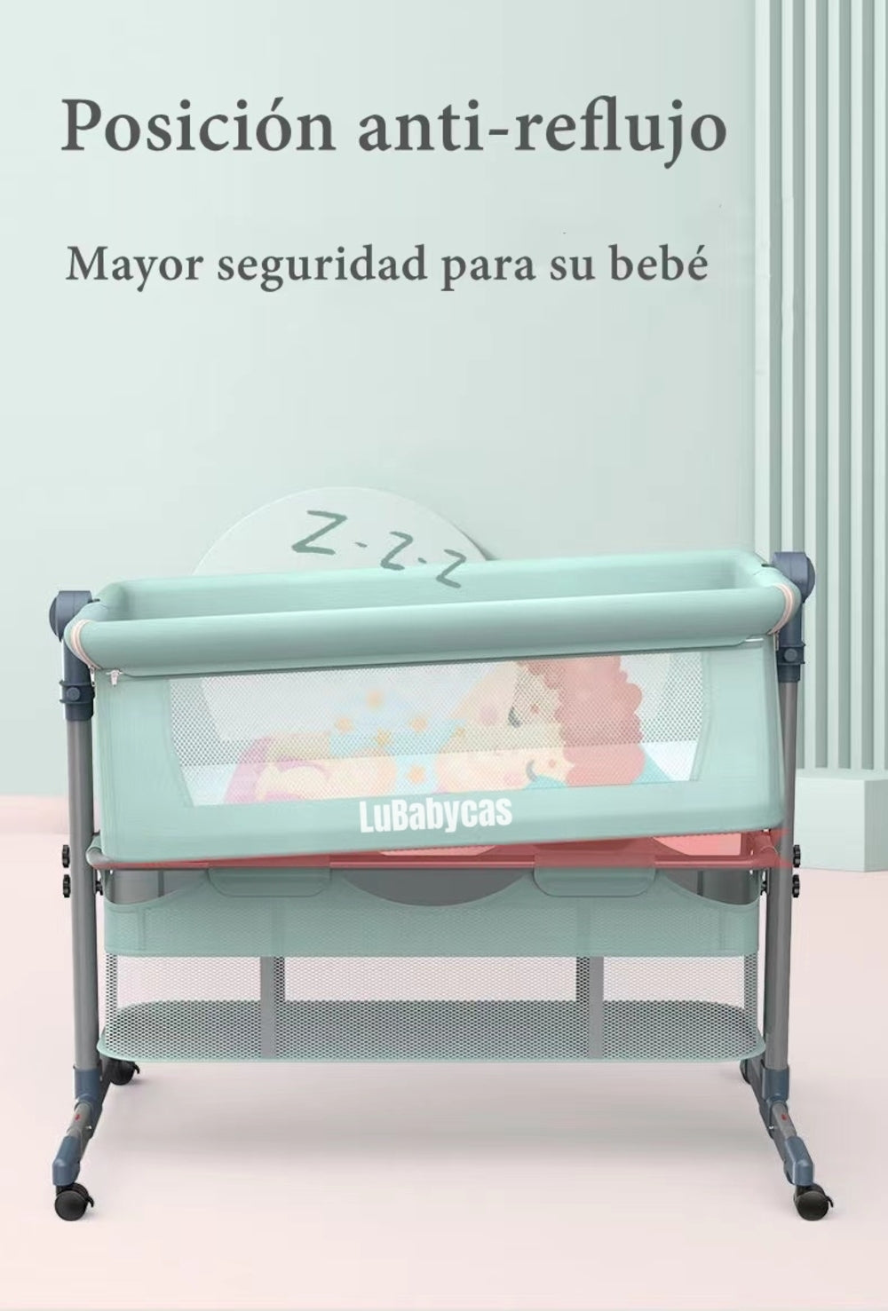 Cuna Colecho Bebé Con Mosquitero Gris Lubabycas