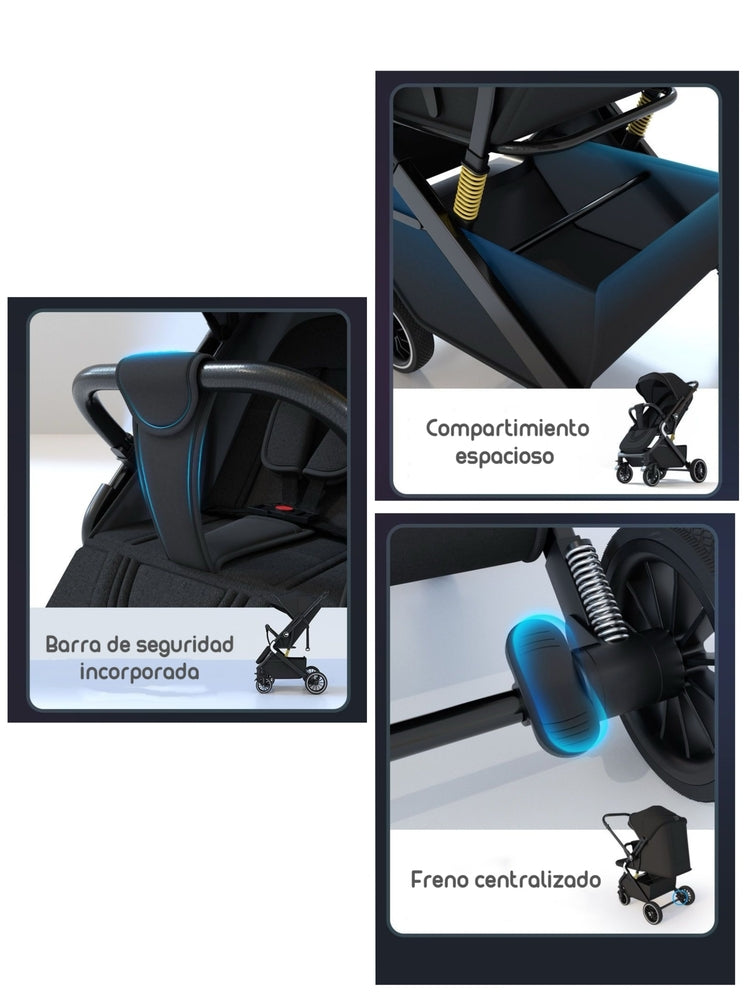 Coche De Paseo Reversible Premium Lubabycas Negro