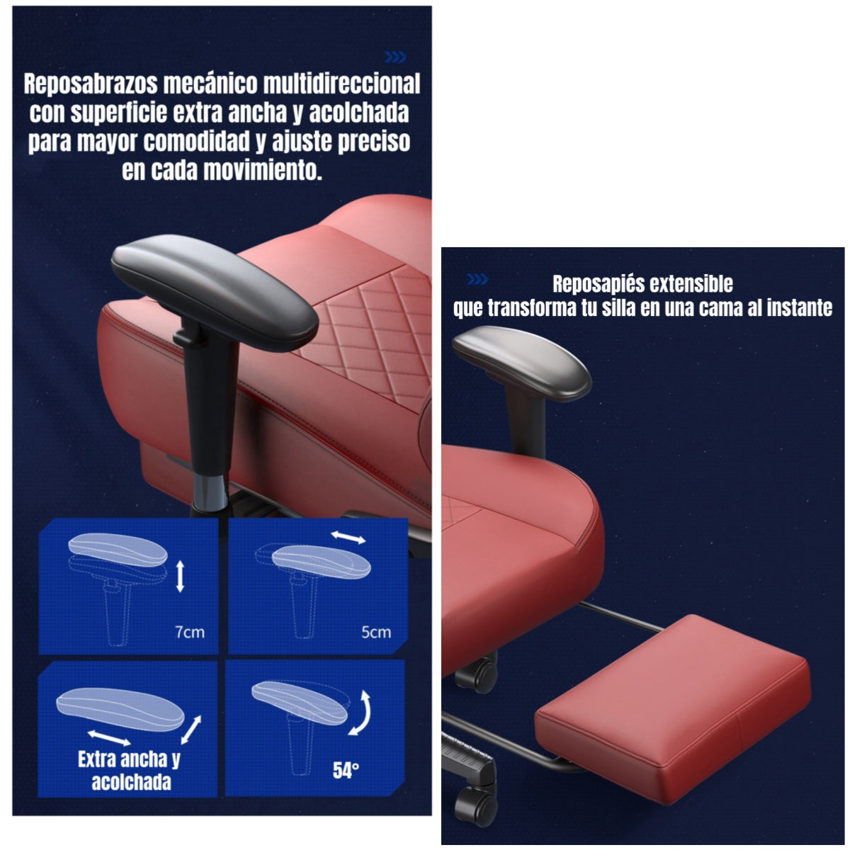 Silla Gamer Premium Reclinable Con Reposapies Power Roja