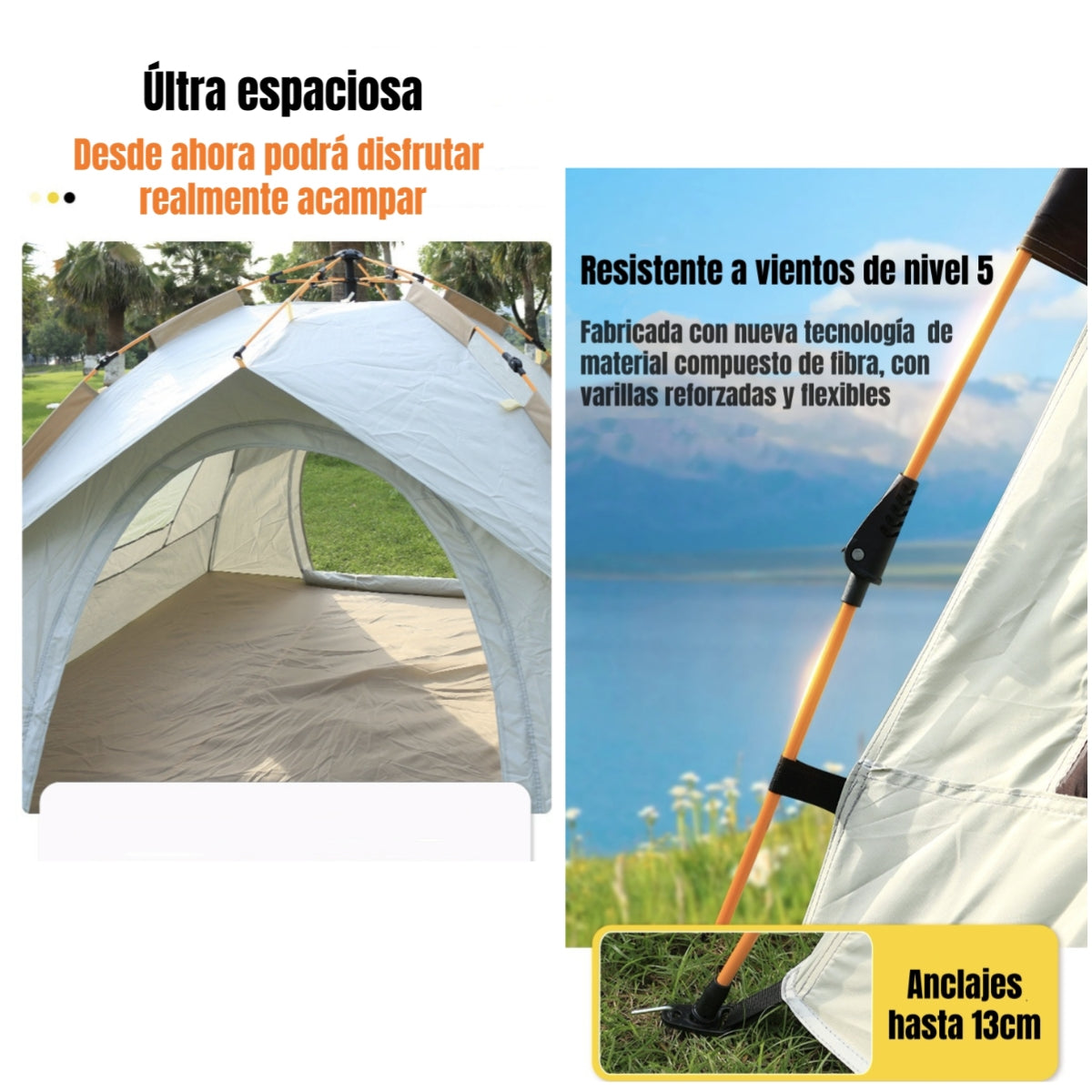 Carpa Camping Automática 6 Personas Con Accesorios Roof Café