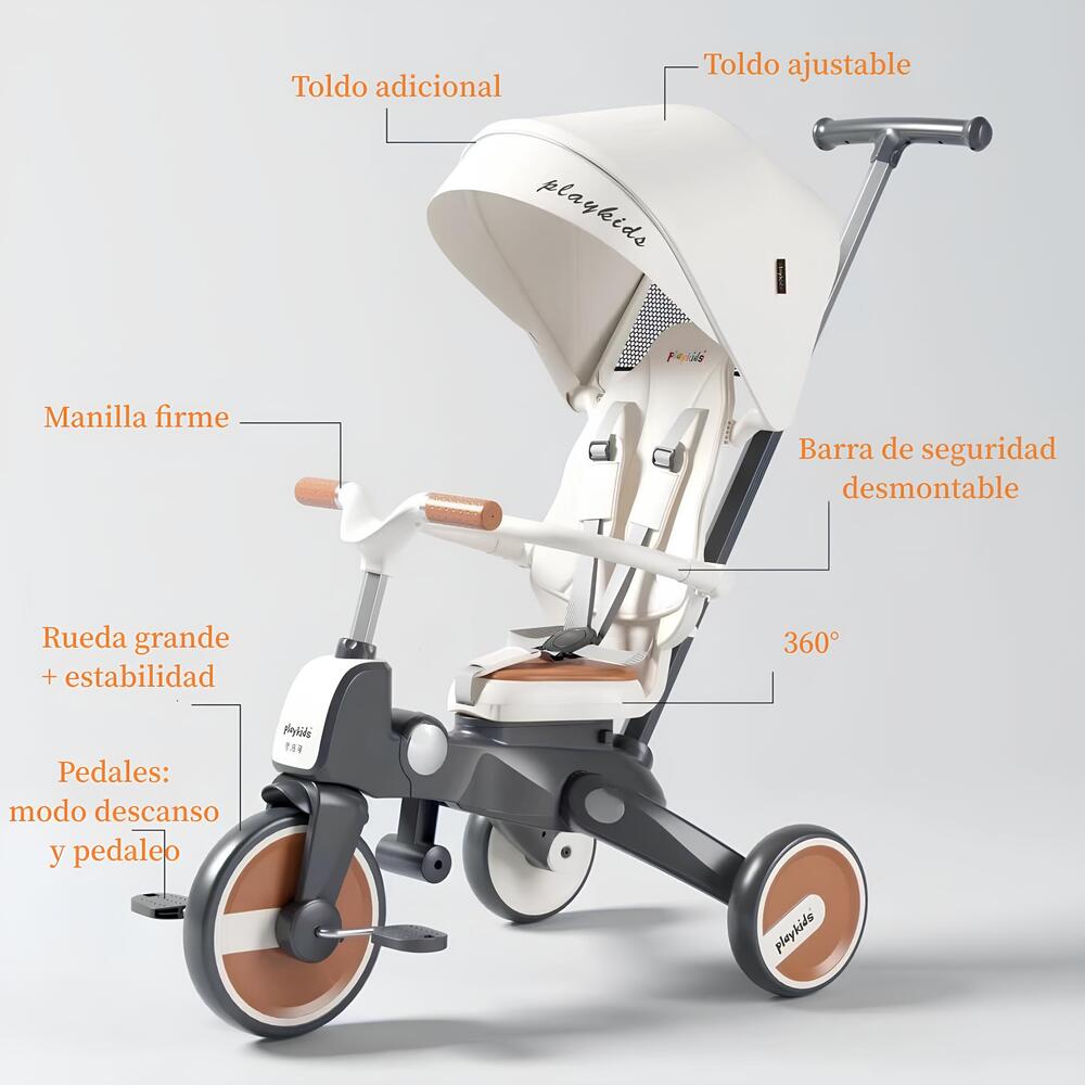 Triciclo De Paseo 360° Y Balance 6 En 1 Plegable Negro