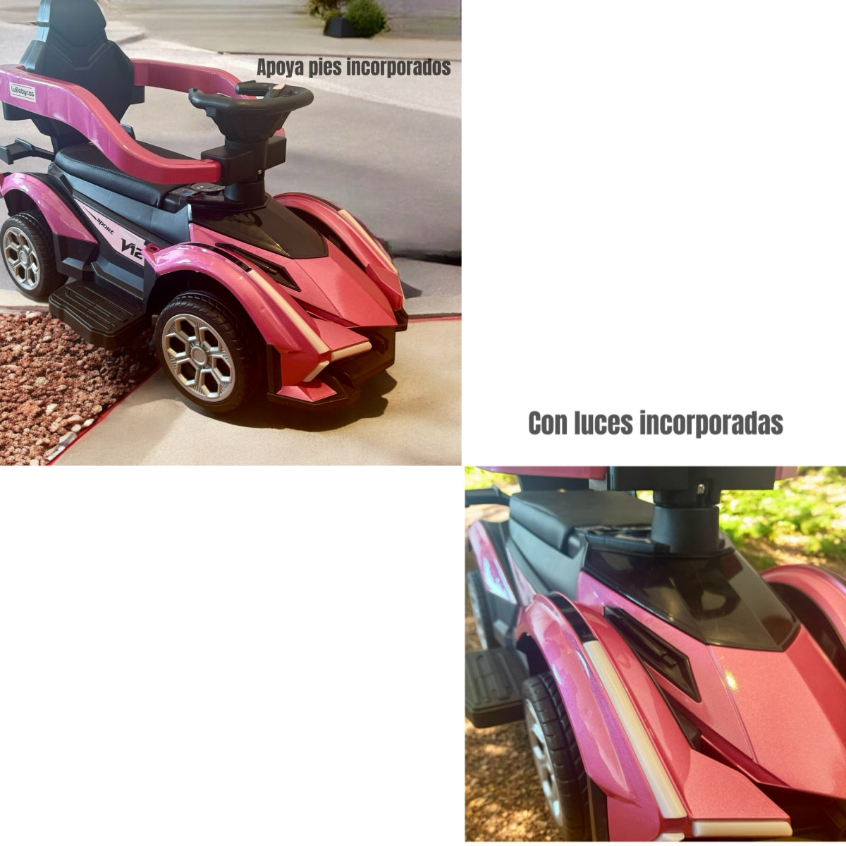 Correpasillo Andador Auto Con Manilla LuBabycas Rojo