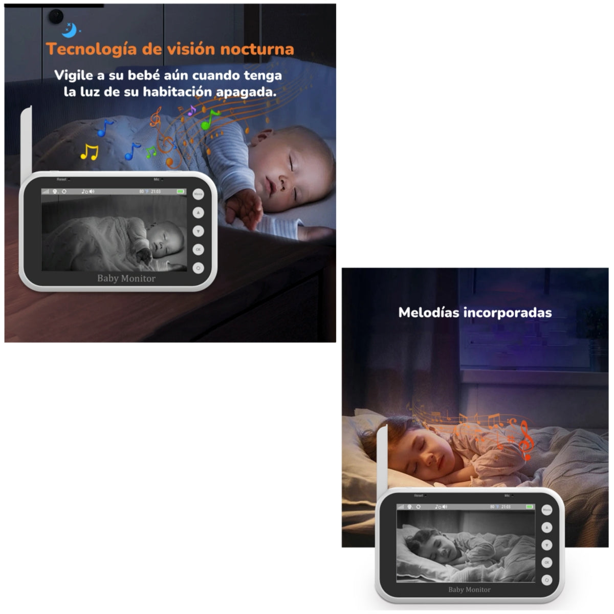 Cámara Monitor Inteligente 720P Pantalla 4,3 pulgadas LuBabycas