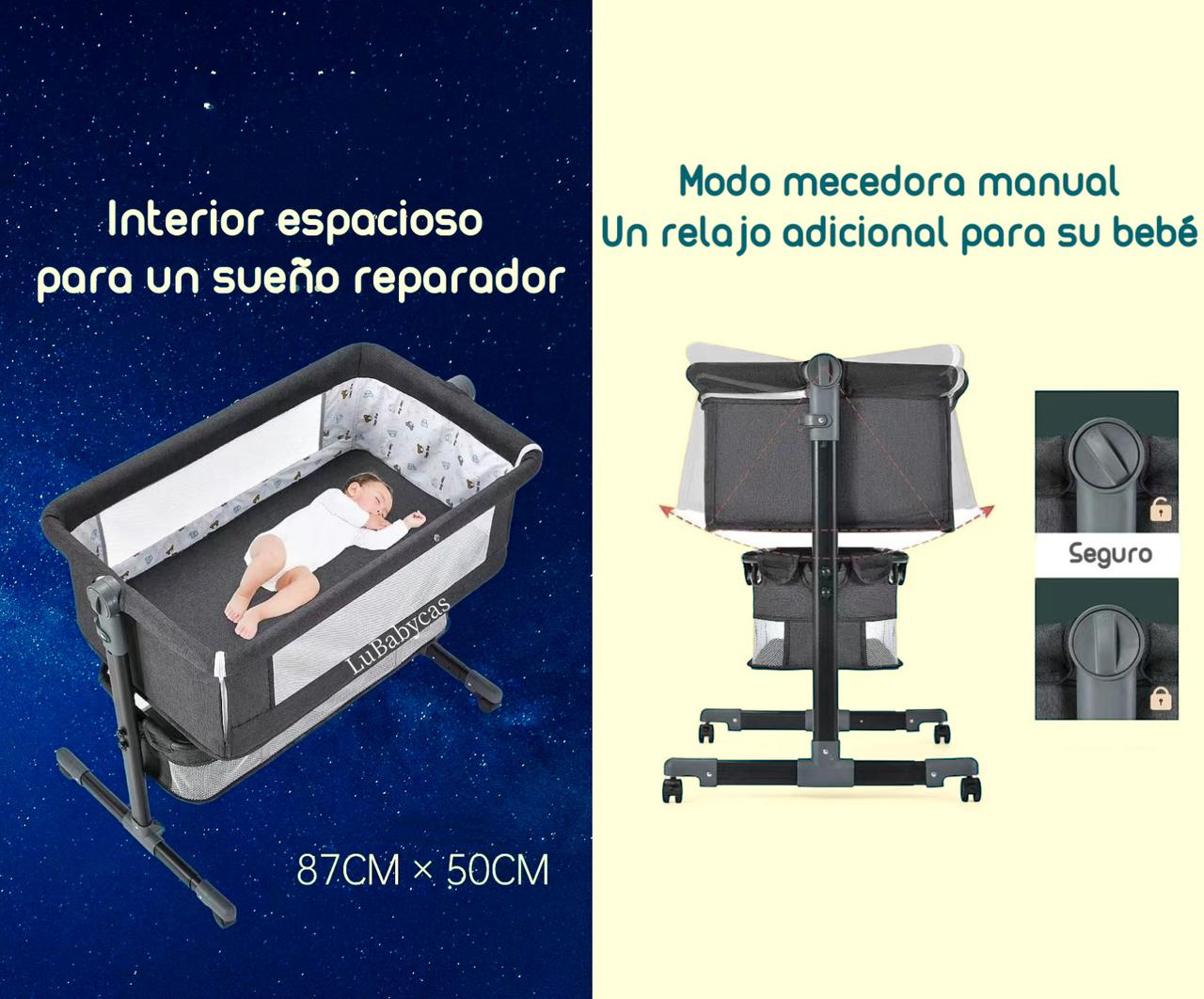 Cuna Colecho Con Mudador Y Accesorios Lubabycas Café