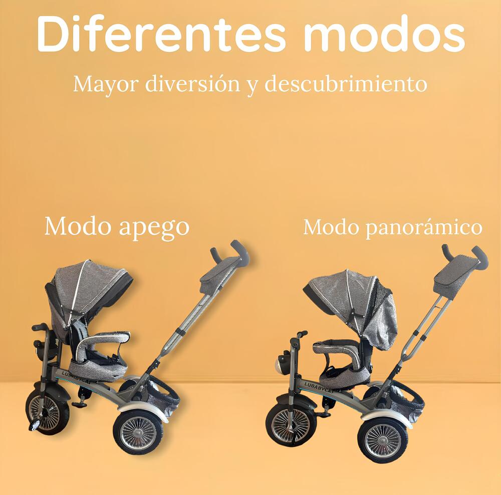Triciclo Multifuncional 360° Con Foco LuBabycas Rosado