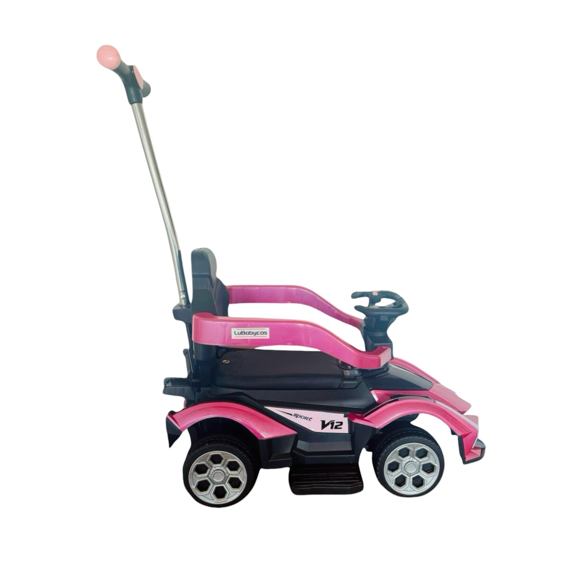 Correpasillo Andador Auto Con Manilla LuBabycas Rosado