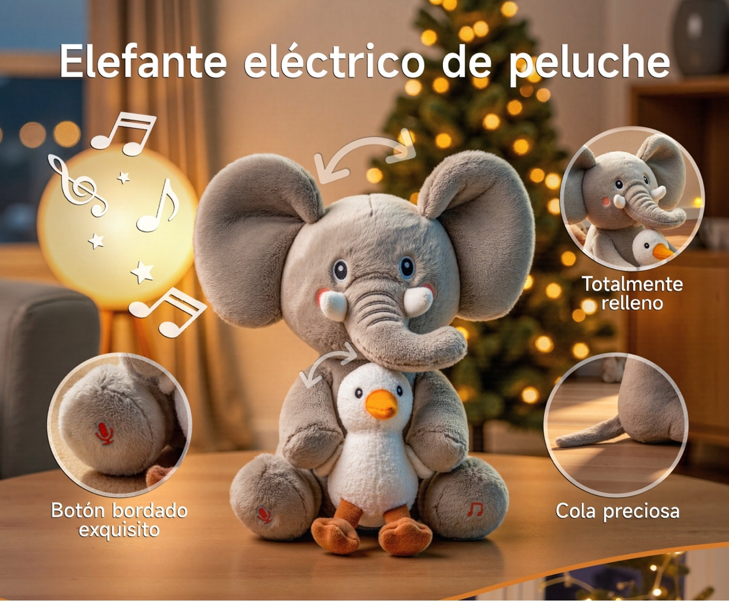 Peluche Elefante Interactivo Graba Canta y se Balancea TM389
