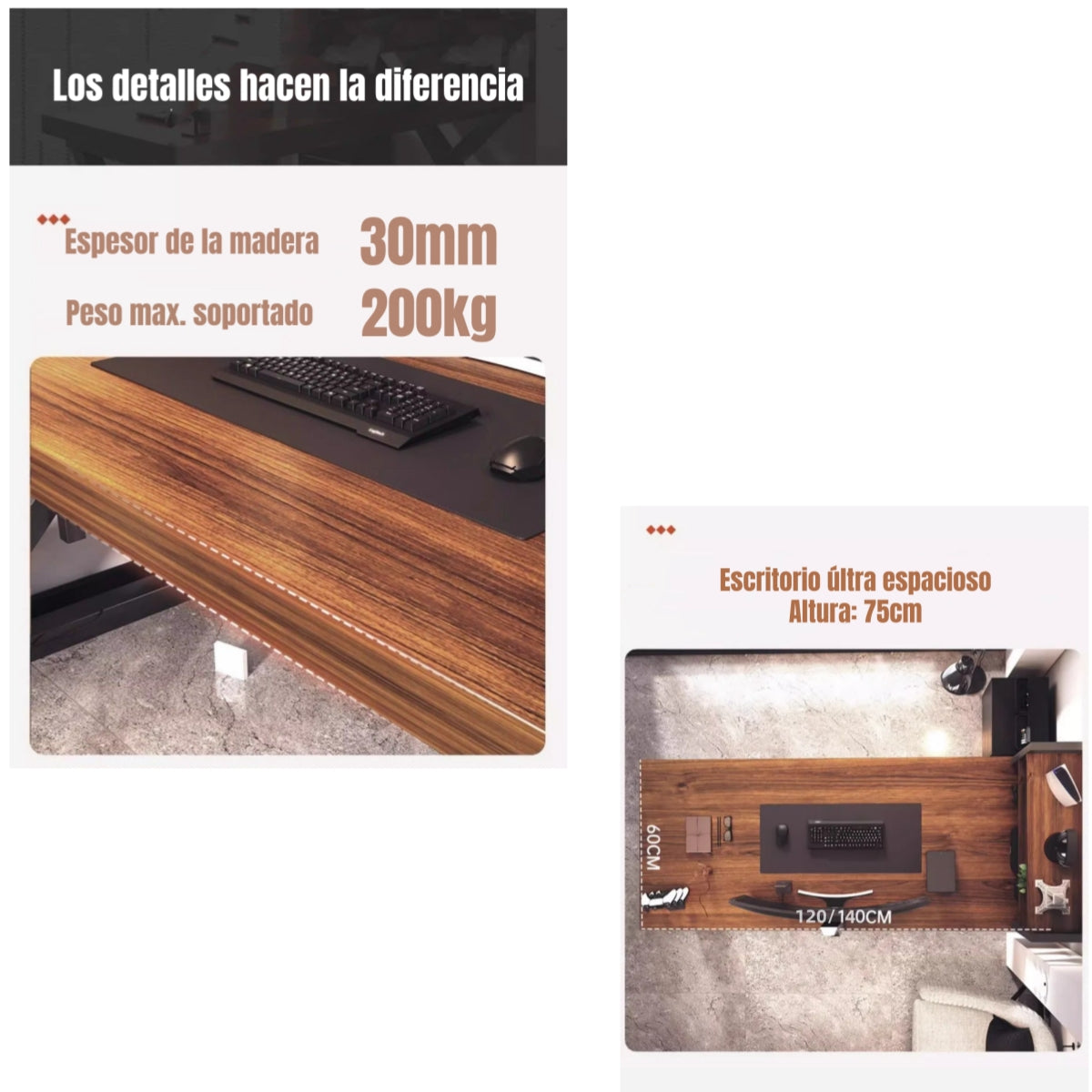 Escritorio Mesa Comedor Gamer Rain 120*60*75cm LuBabycas