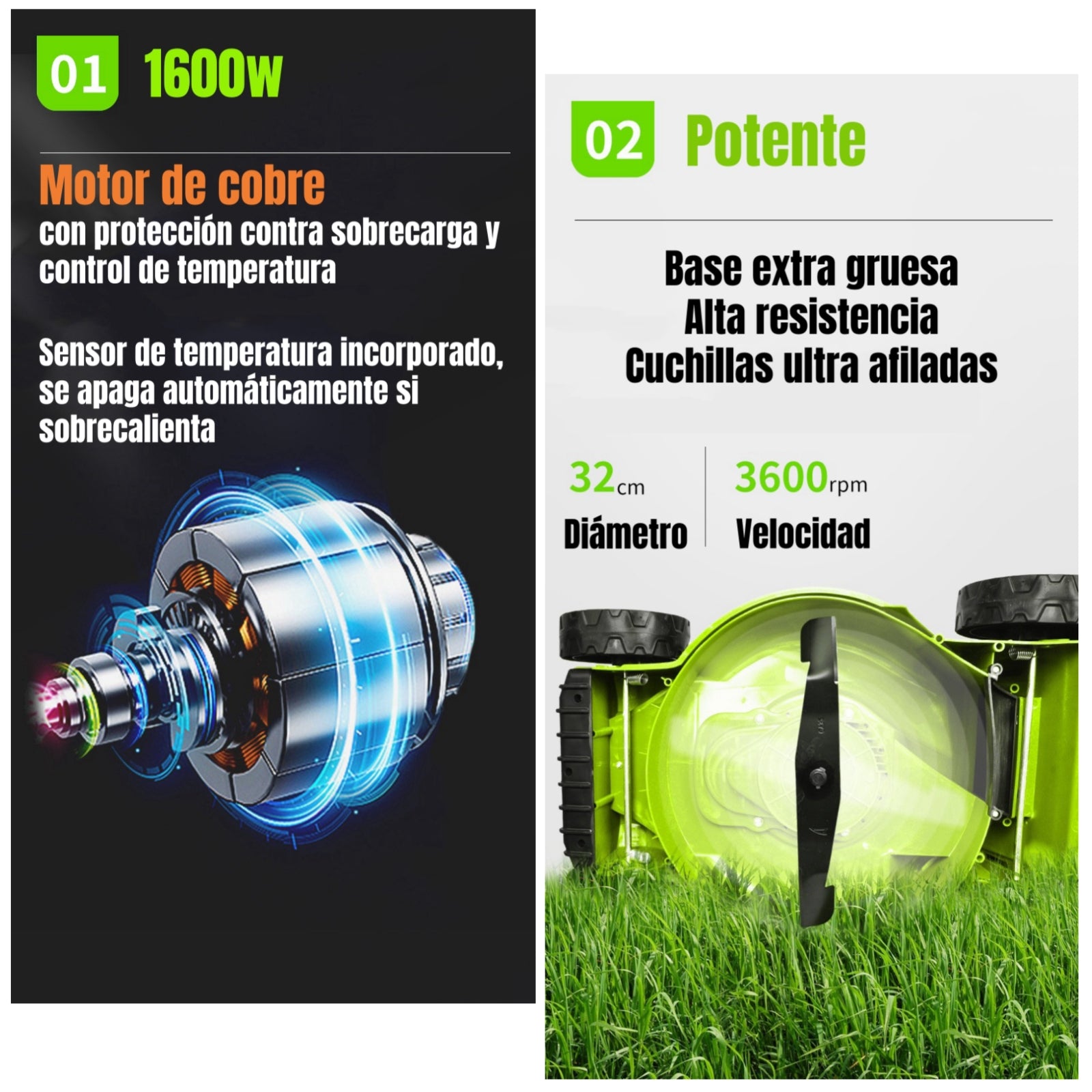 Cortadora De Pasto Eléctrica 1600W 3600RPM F01