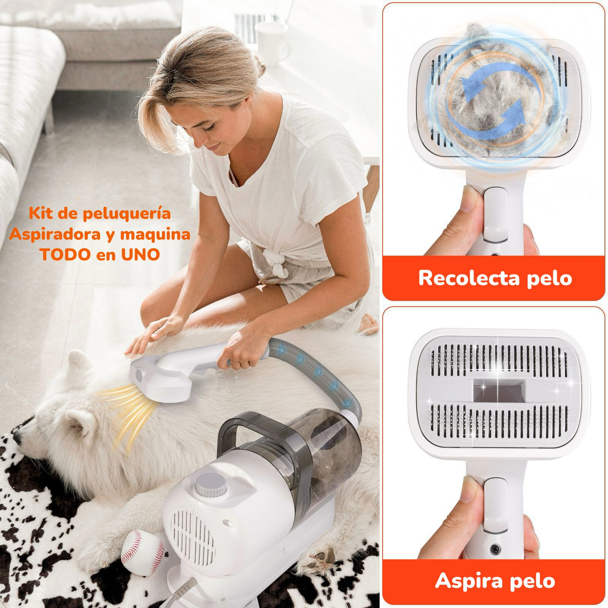 Kit De Aseo Mascotas Aspiradora Cortapelos 2 En 1 Clean