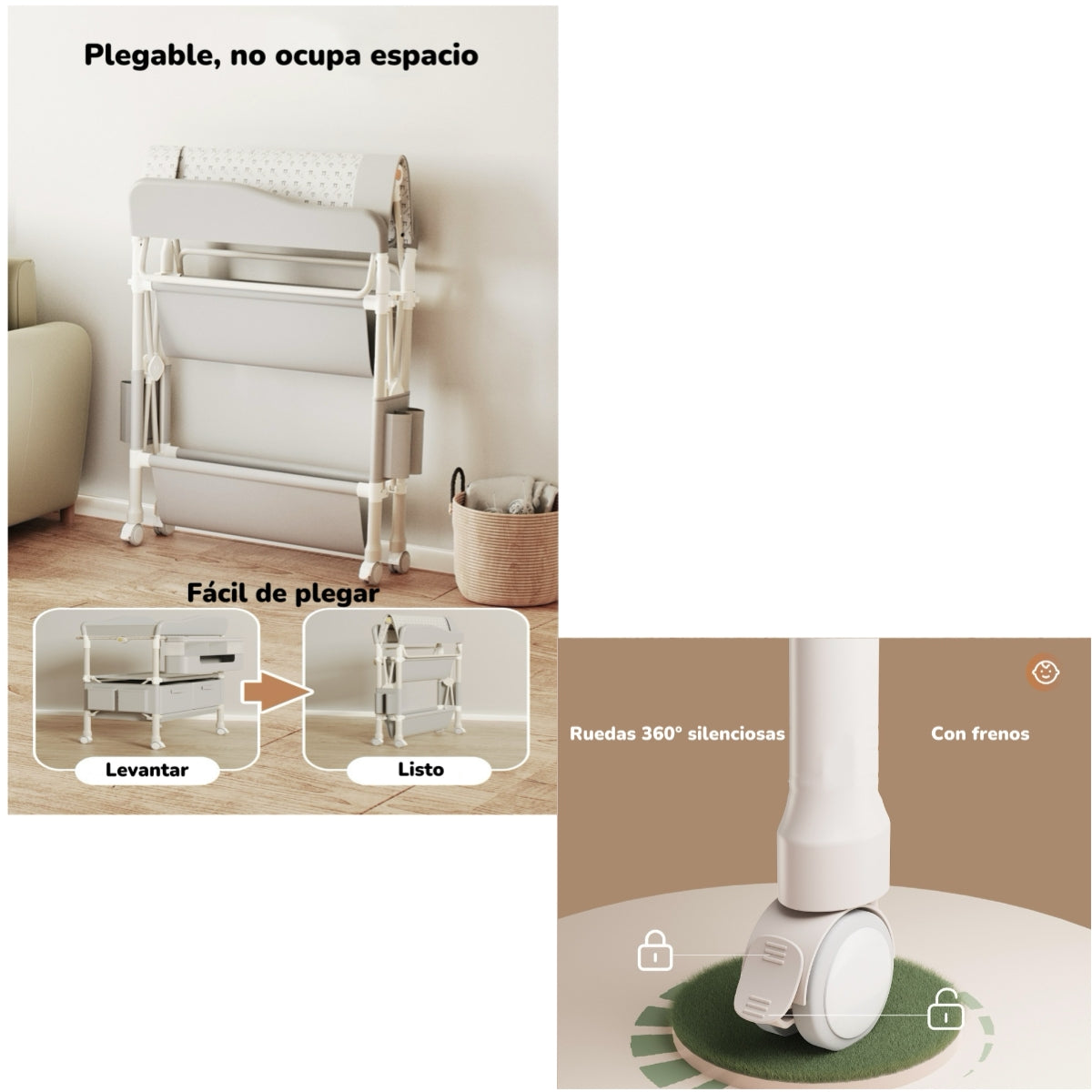 Mudador De Pañales Plegable Gris Accesorios Bless LuBabycas