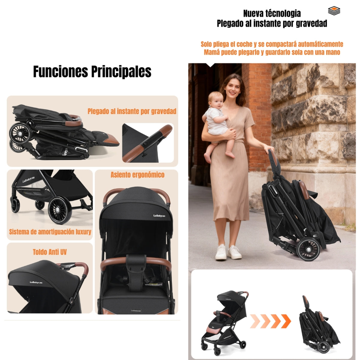 Coche De Paseo LuBabycas Elegante De Aluminio 0-3 Años Find