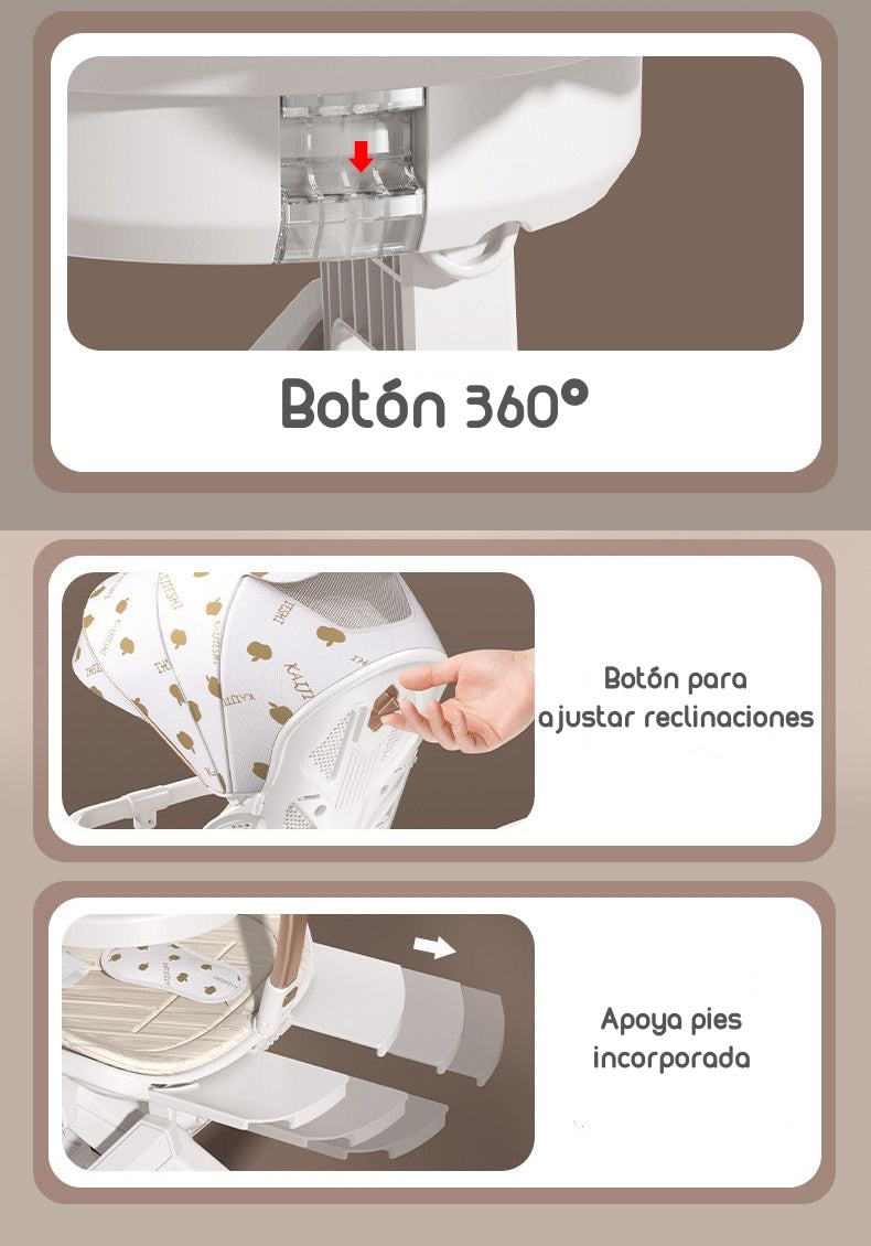 Coche De Paseo 360° Con Mesita Lubabycas Negro