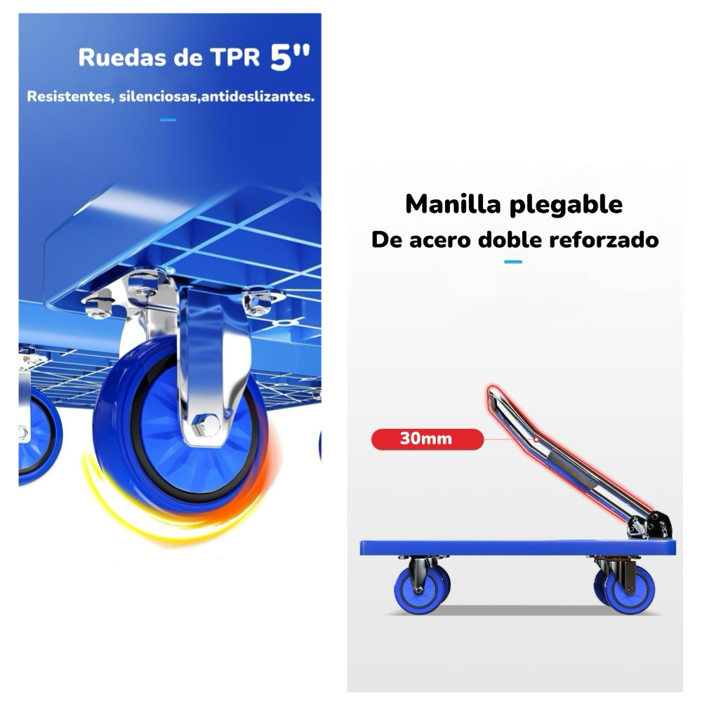 Carro De Carga Plegable Plataforma 500KG 90x60cm LuBabycas