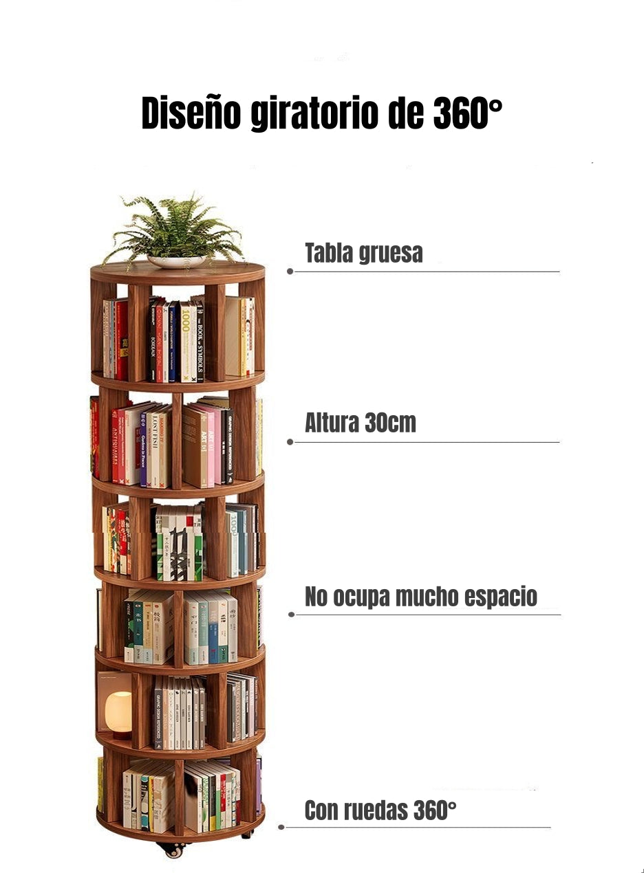 Biblioteca Giratoria 360 Librero Organizador Ruedas 165cm