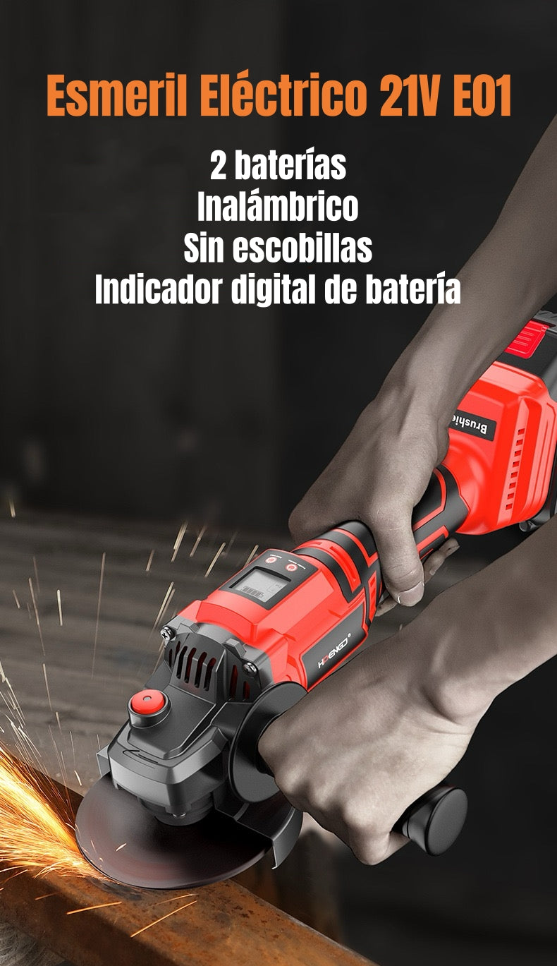 Esmeril Inalámbrico Con 2 Baterías 21V E01